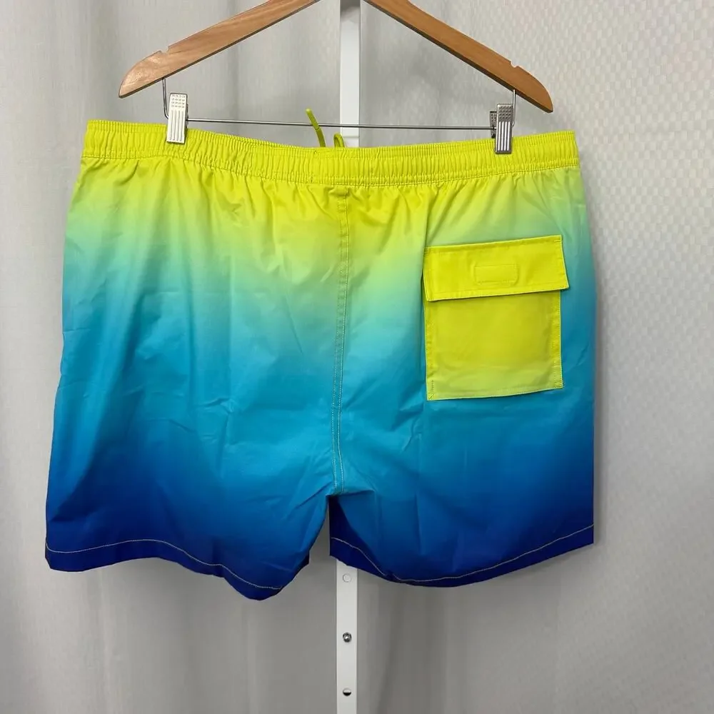 Psycho Bunny Swim Trunks Mens 3XL XXXL Malta Ombre Hydrochromic Lined Blue